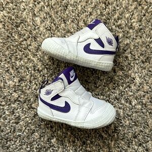 Purple and White jordan 1 crib shoe